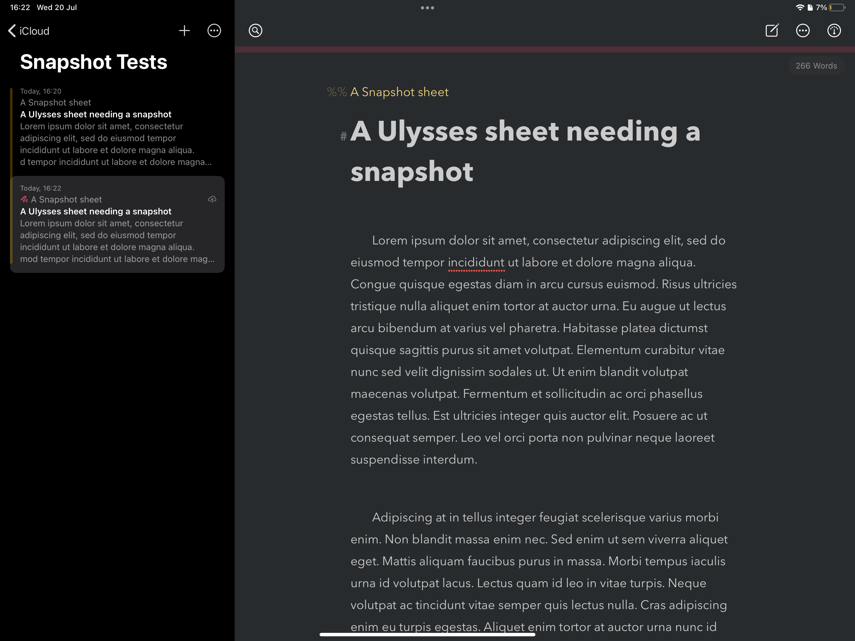 Gluing Snapshot Sheets to their original in Ulysses